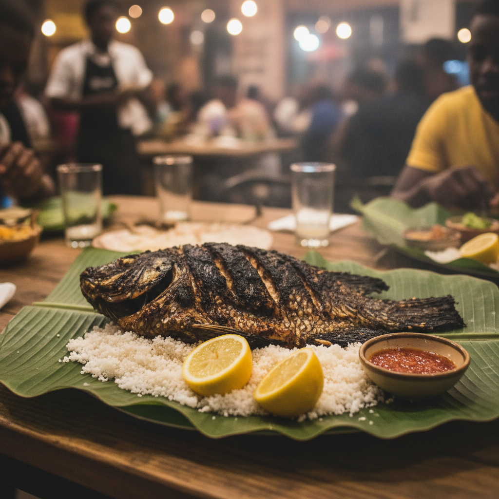 Poisson braisé + attiéké